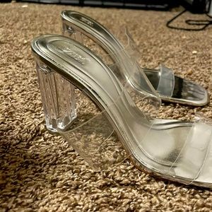 zara clear and silver heels